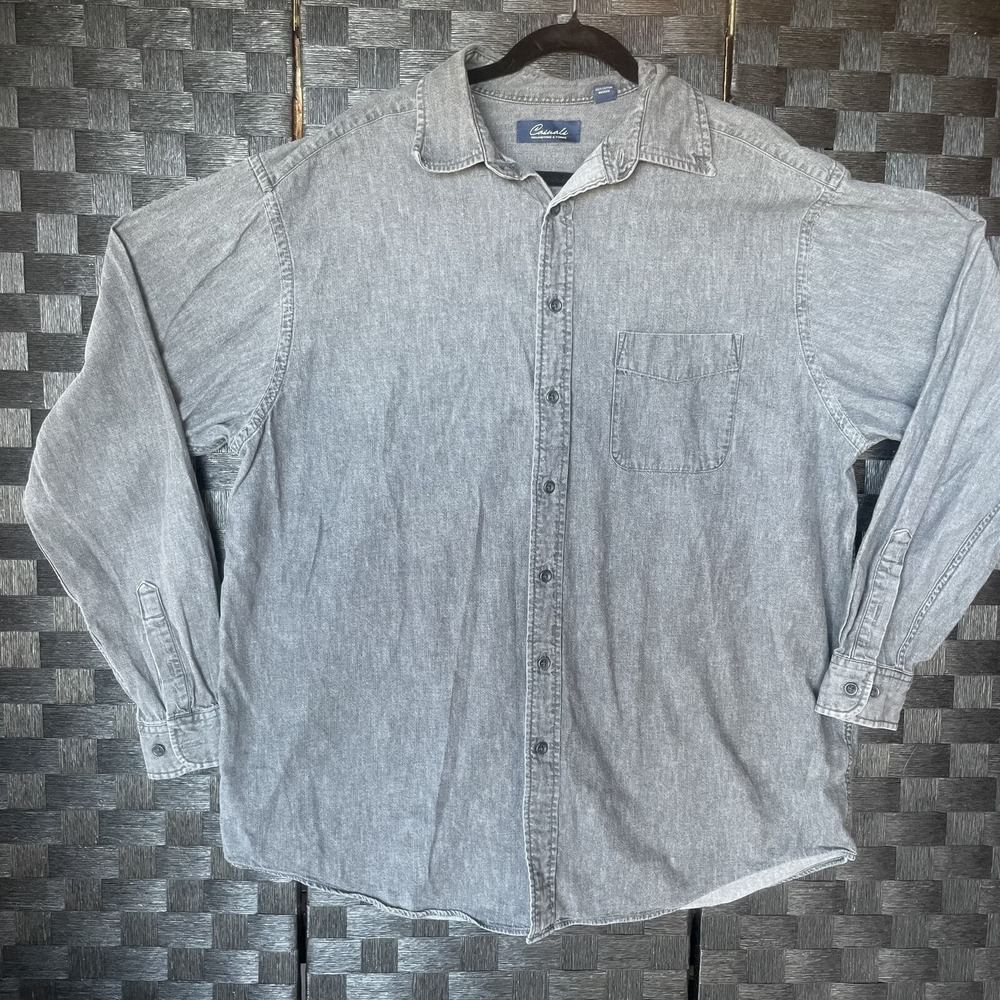 Roundtree & Yorke XLT Gray Denim Look Cotton Men's Shirt
